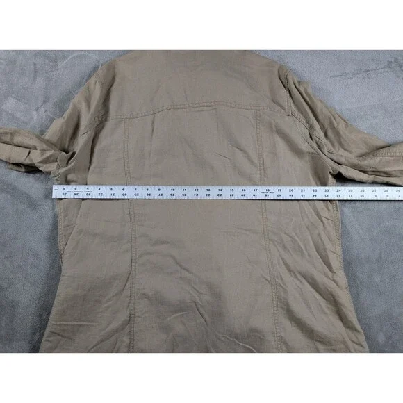 Eddie Bauer Safari Jacket Women’s XXL Khaki Linen Blend Utility Outdoors - Picture 9 of 10